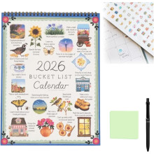 Bucket-List-Kalender 2026, inspirierender Wandkalender zur Zielsetzung, DIY-freundliches Design, motivierende Grafiken & saisonale Abenteuer