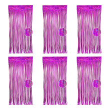Pack Of 6 Plastic Rain Curtain Panels Door Curtains-rose red
