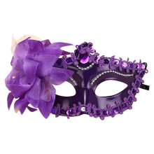 Adorno colgante de carnaval con lentejuelas, diamantes de imitación, bola de acero, encaje y flor de Pascua – Adorno morado para fiestas de Mardi