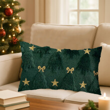 Cojines de árbol de Navidad bordados de felpa de 18x18 pulgadas