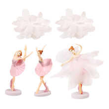 Conjunto de 1 conjunto de figuras de bailarinas para decoração de bolos, bailarinas rosa, para aniversários, festas e feriados (14,5 x 36,3 x 12,7