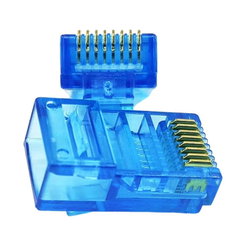 100 Stück RJ45-Stecker Cat5-Ethernet-Stecker Durchgangsstecker für massive oder flexible UTP-Kabel
