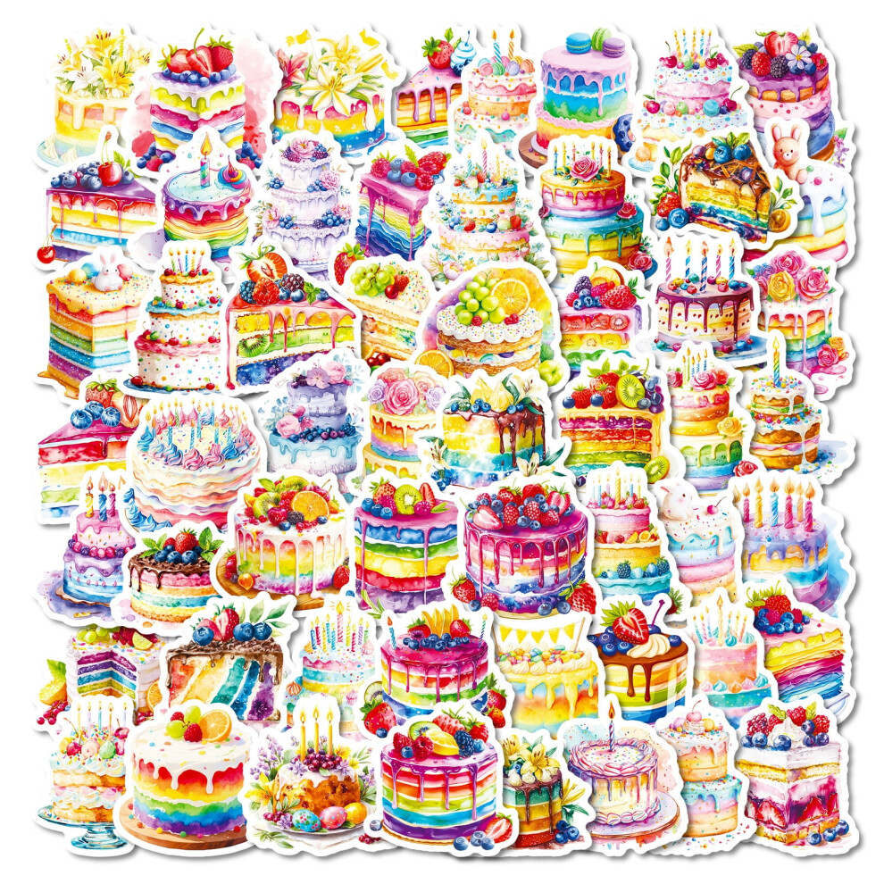 Rainbow Cake Doodle Stickers Pack 56Pcs Vinyl Decals 975221139047