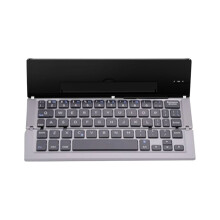 Mini Portable Wireless Bluetooth Keyboard Aluminum Alloy Foldable Rechargeable Keyboard Travel Office Home With Stand