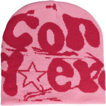 Modische Strickmütze im Hip-Hop-Streetstyle, Jacquard-Mütze mit Conquer-Grafik, Einheitsgröße (passt den meisten)