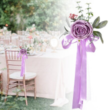 Nœuds de chaise et rubans de banc violets – Décoration d'allée, compatibles avec les chaises de mariage standard