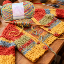 Thick Wool Yarn for Knitting - Tie-dye Color Palette, Soft Cotton Material, Beginner-friendly Crafting, Diy Junior Blanket and Scarf Projects