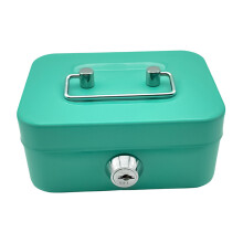 Caja de seguridad con cerradura, monedero, caja de ahorro de dinero, asa metálica, con cerradura, portátil, verde