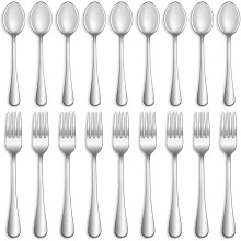 Ensemble de 32 fourchettes et cuillères en acier inoxydable – Qualité alimentaire, finition miroir, compatible lave-vaisselle, utilisable à la