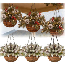 Beleuchteter Weihnachts-Hängekorb mit Lichtern, 20" und 15"