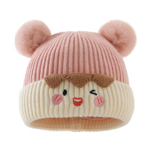 Gorro de inverno infantil para meninas e meninos, com estampa dupla fofa, tricotado, grosso e quente, de lã macia.