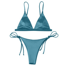Bikinisett for kvinner, bandasjedesign bandeau bikinisett push up badedrakt todelt strandbadedrakt og badetøy, damebikini, marineblå, L