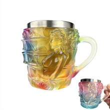 Mug à café en forme de livre peint, intérieur en acier inoxydable et extérieur en résine – Cadeau personnalisé pour les amoureux des livres,