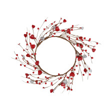 Couronne de roses en forme de cœur pour la Saint-Valentin, décoration murale/porte en fleurs artificielles, 35 cm (13,78 po) – Version C