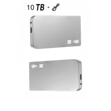 10 Tt:n kannettava ulkoinen USB 3.0 -kiintolevy – ohut, hopeanvärinen, yhteensopiva PC:n, Macin ja kannettavan tietokoneen kanssa