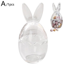 Bocal en verre en forme d'oreilles de lapin de Pâques (1 pièce), mini-récipient de rangement de 8,3 x 17 cm pour bonbons et en-cas, décoration