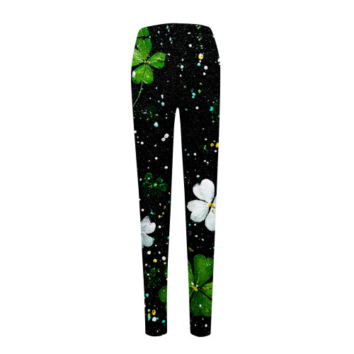 Γυναικείο κολάν Starry Night Clover Floral κολάν με απαλό τριφύλλι και ελαστικό παντελόνι 2