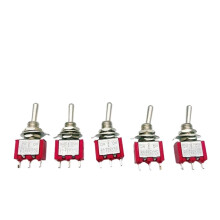 1/5PCS, Mini interrupteurs à bascule rouges 3 broches 6 mm 2/3 positions, à réarmement automatique ON-(ON) DPDT, 6 A/125 V 3 A/250 V AC MTS-112
