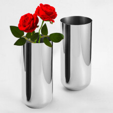 Vase en métal, vase cylindrique en acier inoxydable de 23 cm de hauteur, centre de table moderne, élément décoratif idéal pour la maison