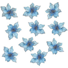 Christmas Flowers Artificial Wedding Christmas Flowers Glitter Christmas Tree Ornaments(10 Pcs) (blue)