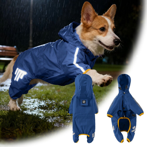 Impermeable amarillo con capucha para perros medianos. 1