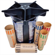 Coin sorter tube counter with wrappers 5-in-1