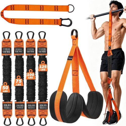 Heavy Duty Pull Up Assistance Bands (350lbs), 4-Pack with Fabric Foot Loops, Adjustable Resistance Bands Compatible with Pull Up Bars