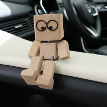 Wooden Bobblehead Dashboard Ornament - Natural Basswood,