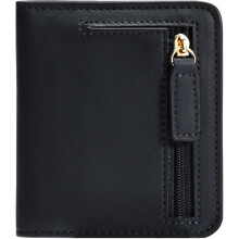 Slim Bifold Wallet for Women, RFID-Blocking Mini Wallet with ID Window, Compact Leather Zipper Pocket – Compatible with Travel & Daily Use