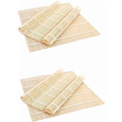 4 Pack Bamboo Sushi Rolling Mat, Sushi Roll Maker (9.5" x 9.6")