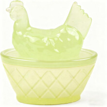 Bonbonnière en verre en forme de poule sur son nid avec couvercle, bocal vintage en cristal pour en-cas, biscuits et desserts – Vert clair,