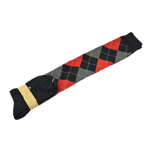 Women's Thigh-High Socks Vintage Argyle Pattern Red 2