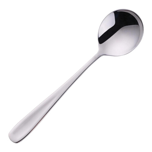 Cuchara redonda de acero inoxidable 304 con mango plano