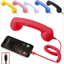 Retro Phone Handset with Mic and Speaker Type-C Red