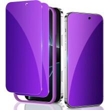 2 sztuki folii ochronnych na ekran z funkcją prywatności, kompatybilnych z iPhone'em 16Pro, szkło hartowane 9H, gradientowy fiolet, bez