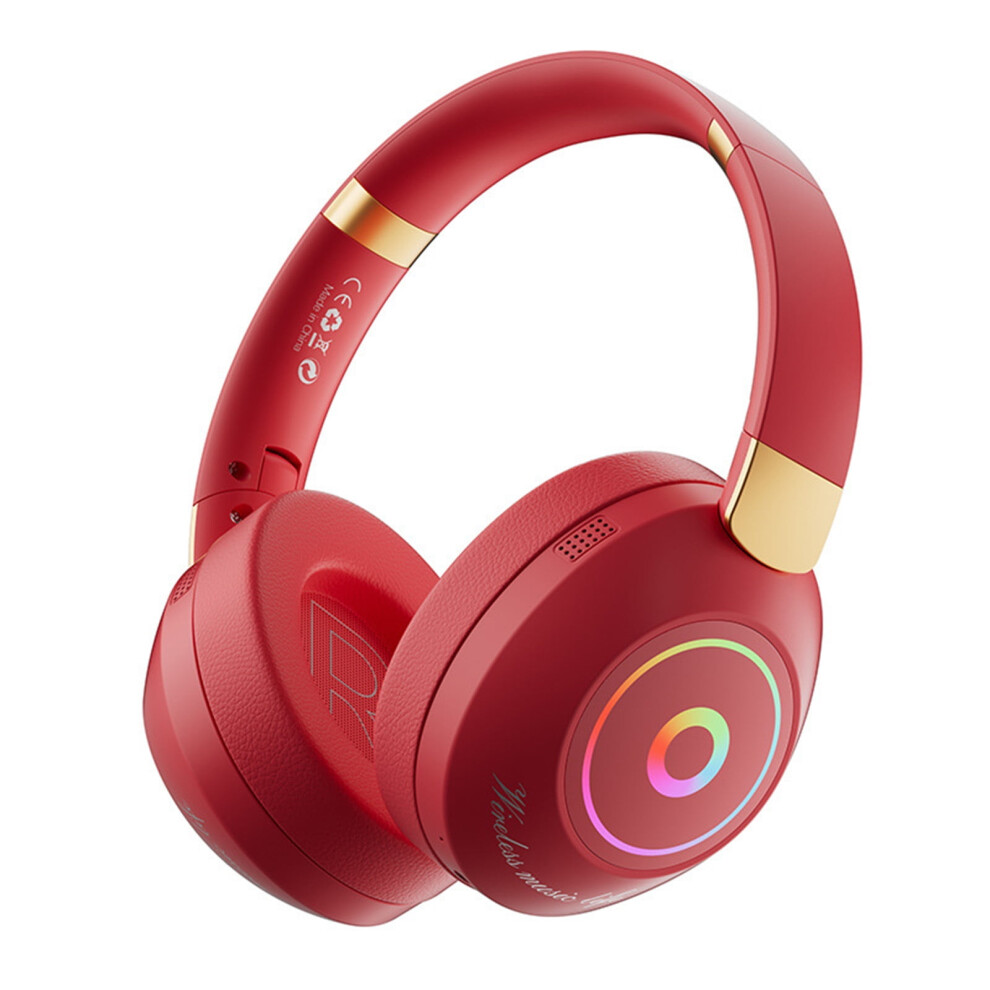 Bluetooth Headphones Over-Ear Foldable With Red 974856717859