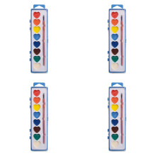 4PCS Washable Heart-Shaped Watercolor Paint Set with Brushes, 8 Colors, Valentine's Day Gift Kit – Compatible with Kids' Art Projects
