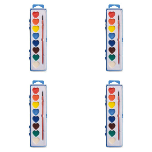 Set di acquerelli a forma di cuore con pennelli, 8 colori