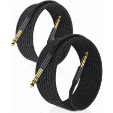 1/4" TRS Instrument Cable 10ft 2-Pack, 6.35mm Stereo Audio Cord for Guitar, Bass, Keyboard, Mixer, Amp, Speaker – Compatible with all 1/4" jacks