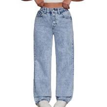 Girls Pants,Jeans Pants Trousers Girls Fashion Wide Leg Embroidered Back Pocket Distressed Snow Wash Casual Denim Pants,Travel Pants,Blue,12-13 Years