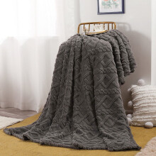Super Soft Flannel Blanket 70x100", Warm Reversible Throw for Sofa/Bed, Machine Washable, Grey