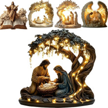 Newborn Flat Christmas Acrylic Nativity Scene – 2D Desktop Decoration, Durable Tabletop Ornament, Festive Home Decor (Compatible with A)