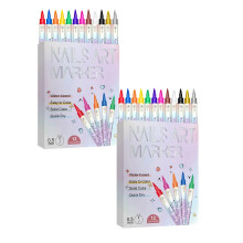 2PC 12 Colors Nail Art Pens Set, 2025 New Nail Art Markers Polish Pen for 3D Nail Art DIY Nail Art Marker Drawing Painting Liner Pen