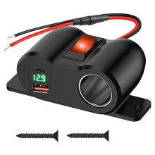 Dual QC 3.0 USB and Cigarette Light Car Quick Charger Socket