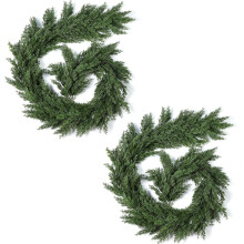 Kit com 2 Guirlandas Artificiais de Cedro, Pinheiro e Cipreste para Decoração de Natal em Ambientes Internos e Externos, Mesas e Escadas (1,8 m)