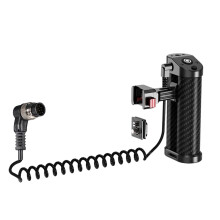 Mâner lateral ergonomic pentru DSLR, construcție din aluminiu cu eliberare rapidă și cablu declanșator de 2,5 mm pentru stabilitate