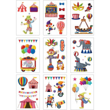 Lot de 9 autocollants pour fenêtres, portes et murs, motif animaux de cirque, imperméables et résistants à l'eau – 30,5 x 19,3 cm – Idéal