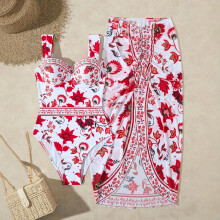 Women's high-cut one-piece swimsuit with detachable cover-up