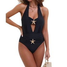 Conjunto de maiô feminino de uma peça com cintura alta e alças largas (Imagem 2XL)