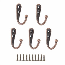 5Pcs Single Prong Hook Mini Size Wall Mounted Retro Cloth Hanger For Coats Hats Towels Keys Clothes Door Hanger Home Decoration